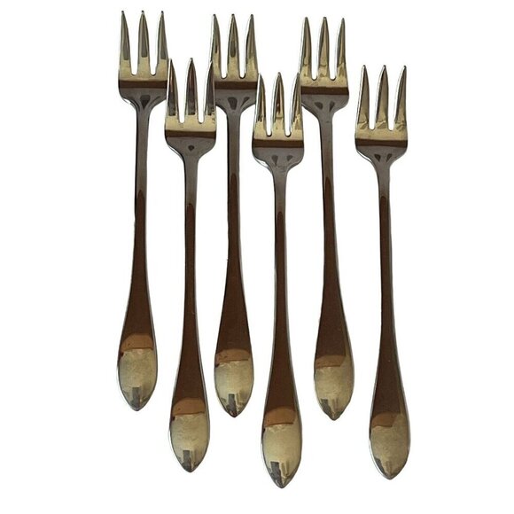 Lot 6 Gorham Silver Stainless 18/8 Meredith Seafood Cocktail Forks Discontinued - Picture 2 of 8